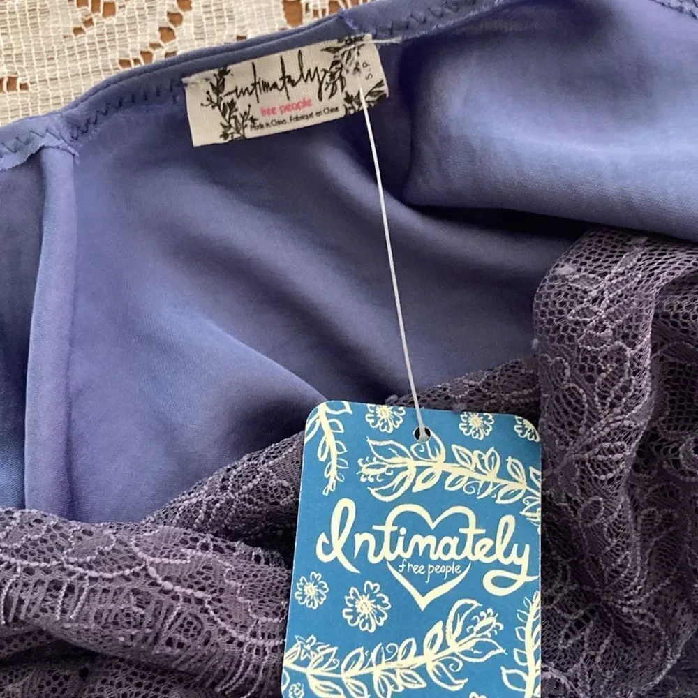 New Intimately Free People Sky Blue Lace Inset Camisole Tank Top Women’s S